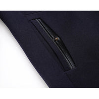 Mowbray stand collar mid-length coat layered styling view