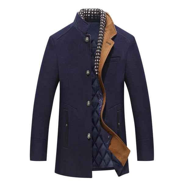 Mowbray | Men's Stand Collar Mid-Length Coat Quilted Lining
