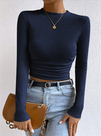 Bettina fitted long sleeve top in Navy Blue