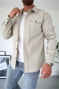 Lyndon shirt jacket in Cream