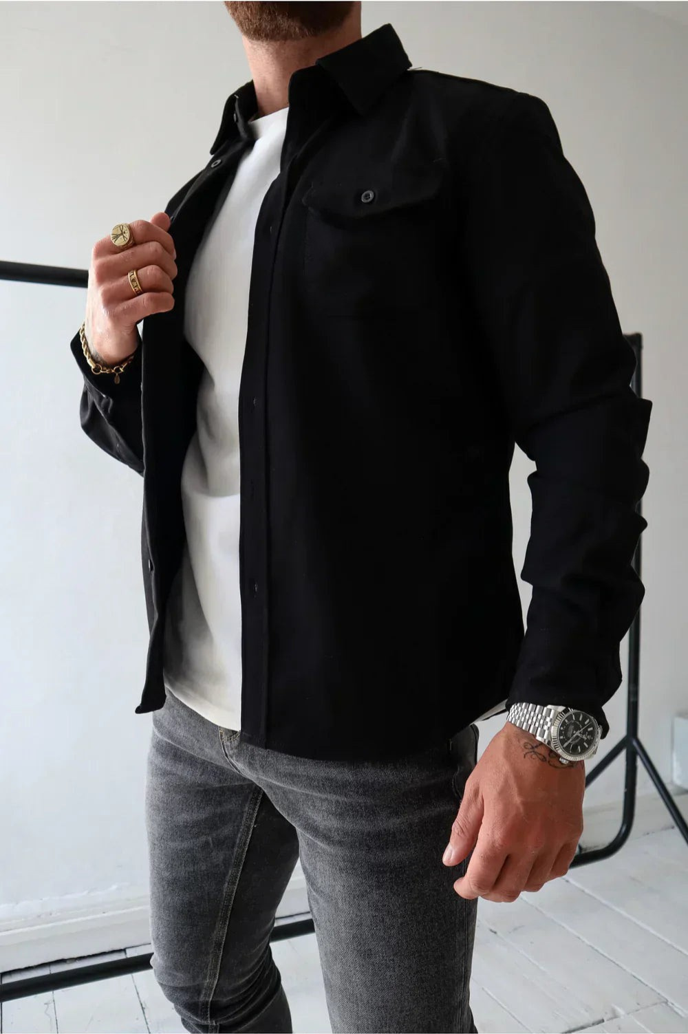 Lyndon shirt jacket in Black