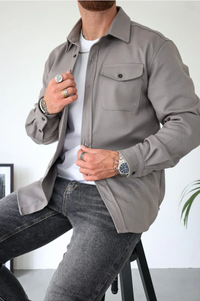 Lyndon long sleeve shirt jacket in Grey