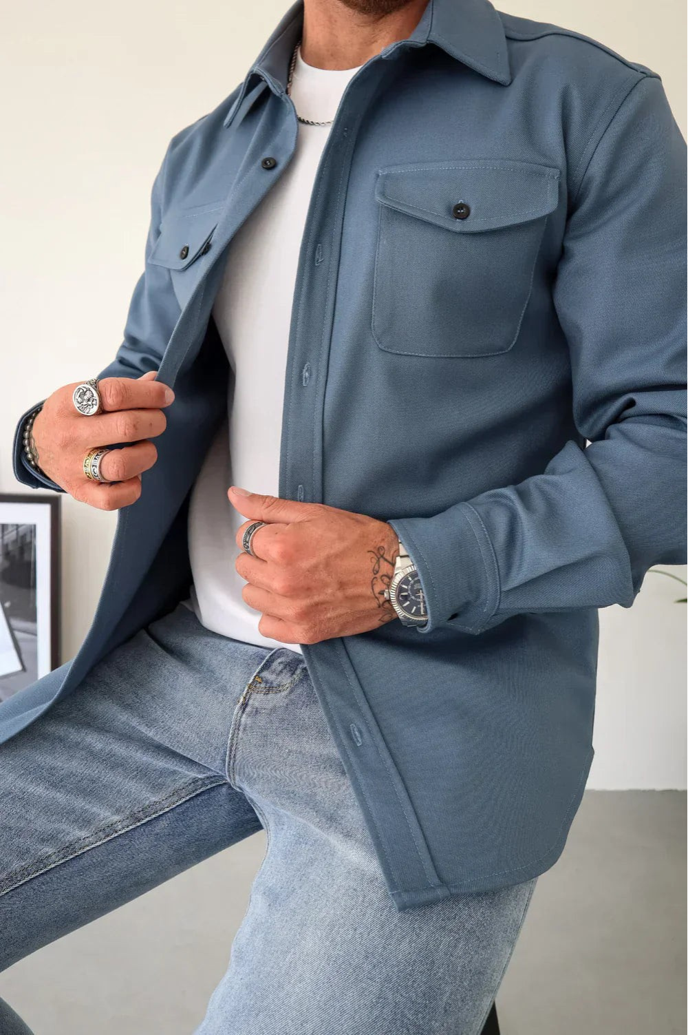 Lyndon shirt jacket in Blue