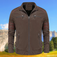 Gregor men's biker zip-up jacket in Brown
