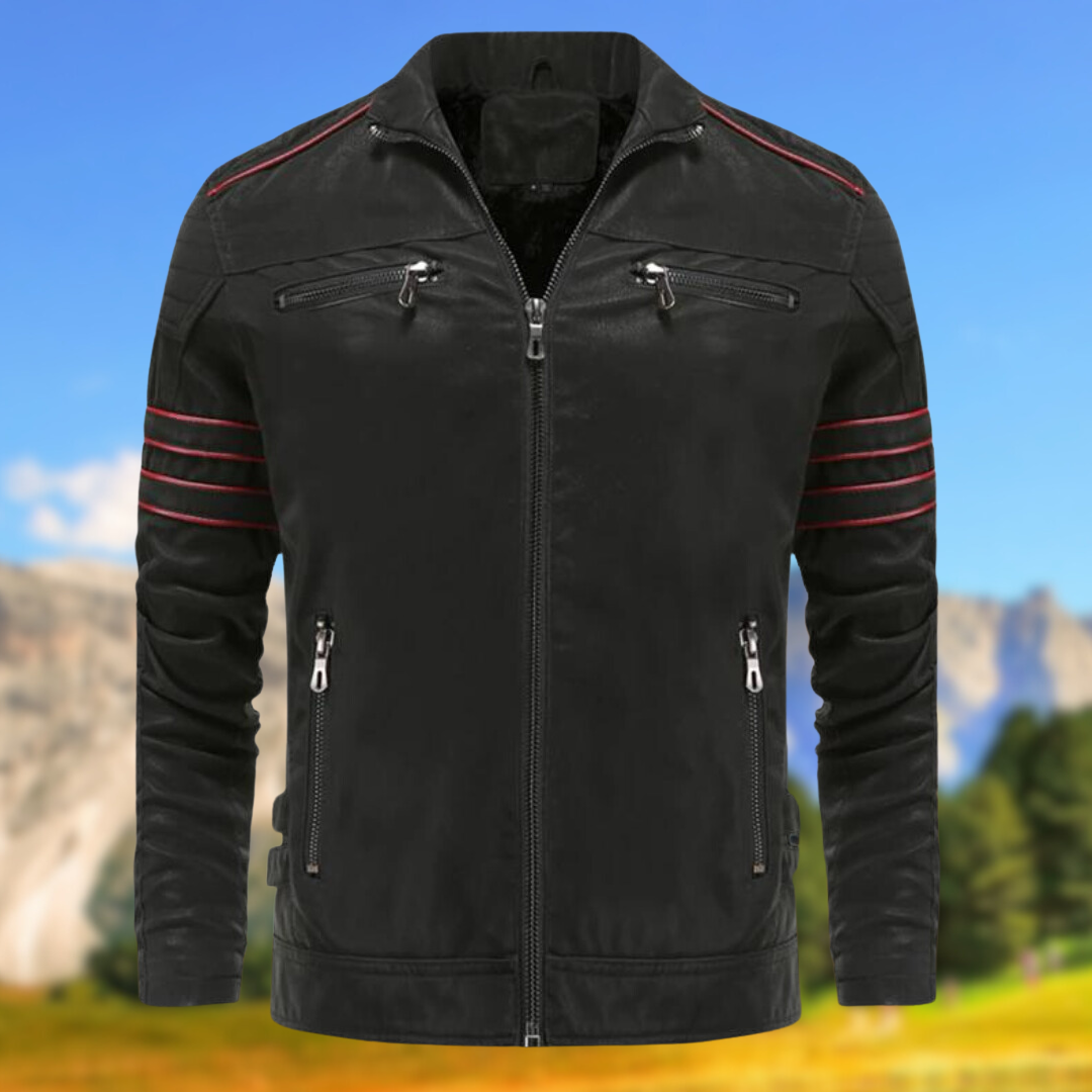 Gregor | Men's Biker Zip-Up Jacket Black and Brown