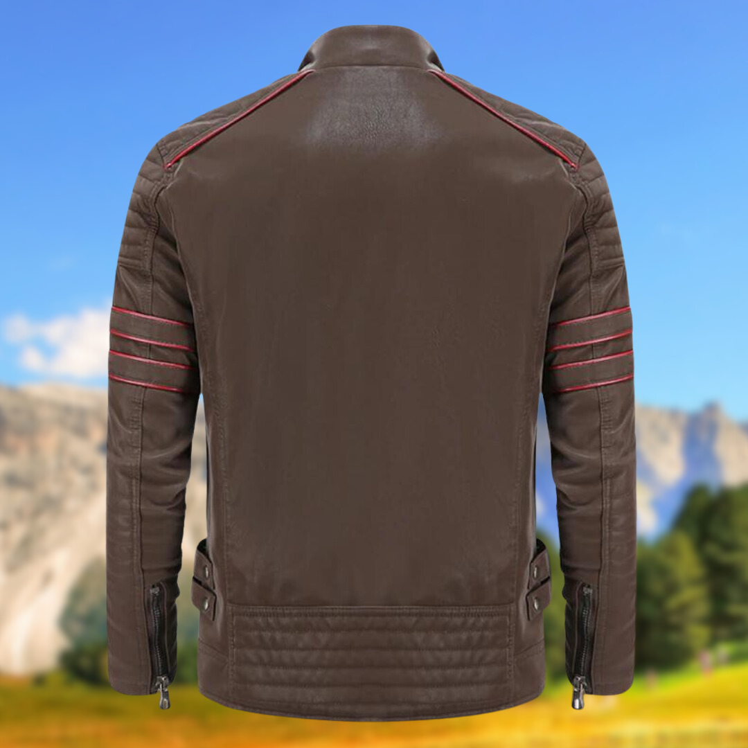 Gregor biker jacket close up view