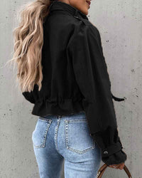 Honoria | Women's Cropped Button-Down Utility Jacket in Black and Army