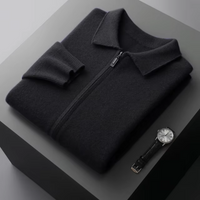 Lindsey full zip collared knit jacket in Black
