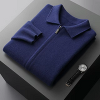 Lindsey full zip collared knit jacket in Blue