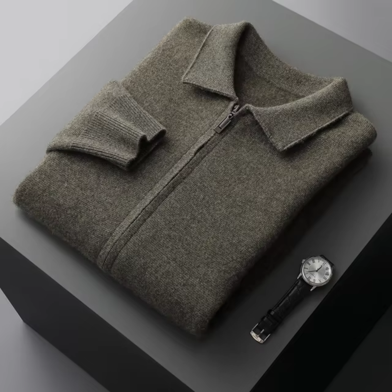 Lindsey full zip collared knit jacket in Green