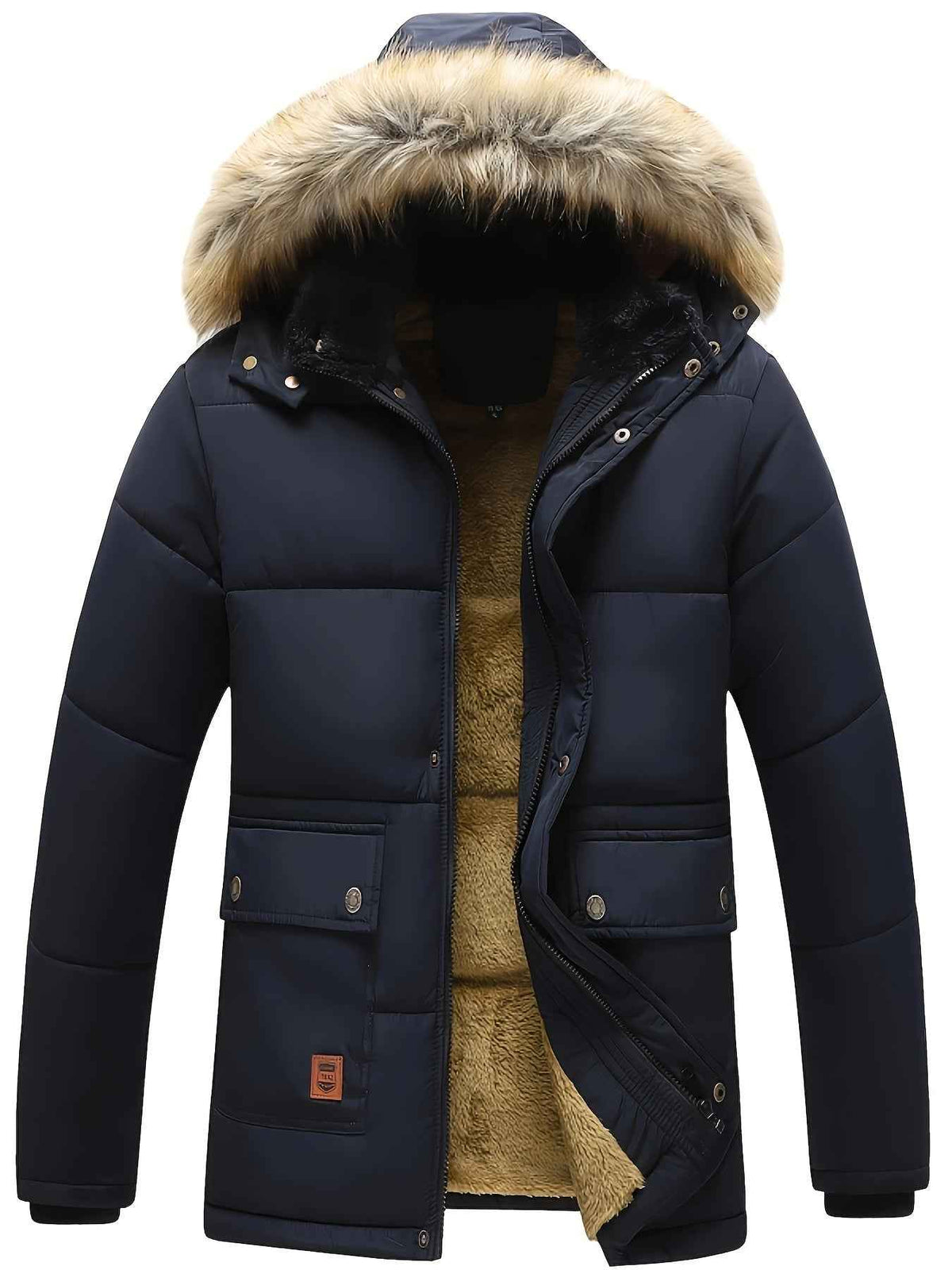 Sanderson | Men's Hooded Puffer Jacket Navy Blue and Black