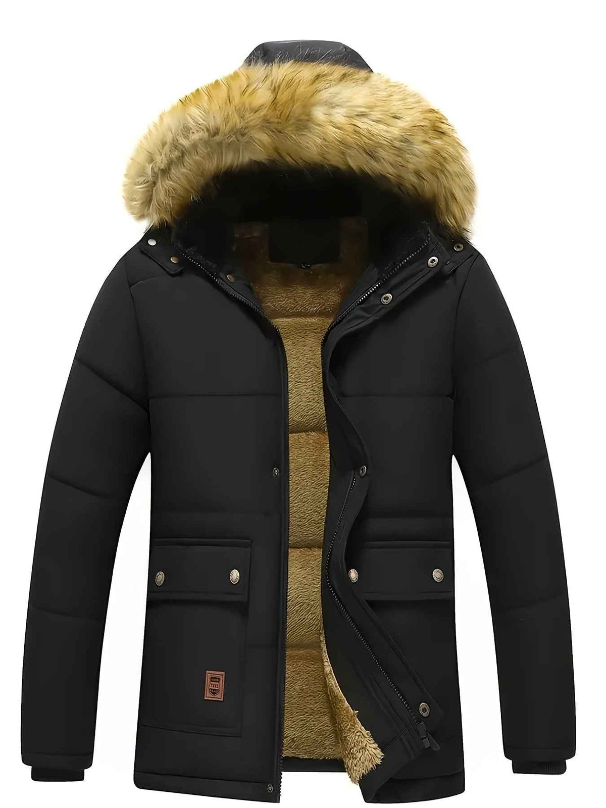 Sanderson | Men's Hooded Puffer Jacket Navy Blue and Black