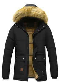 Sanderson | Men's Hooded Puffer Jacket Navy Blue and Black
