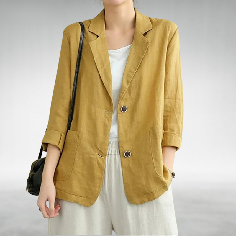 Rowanne | Women's Button-Down Blouse Relaxed Fit 3/4 Sleeve