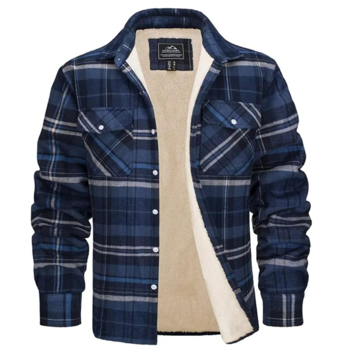 Peregrine sherpa lined plaid jacket in Blue Grey