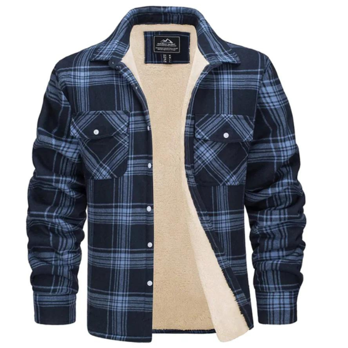 Peregrine sherpa lined plaid jacket in Navy Blue