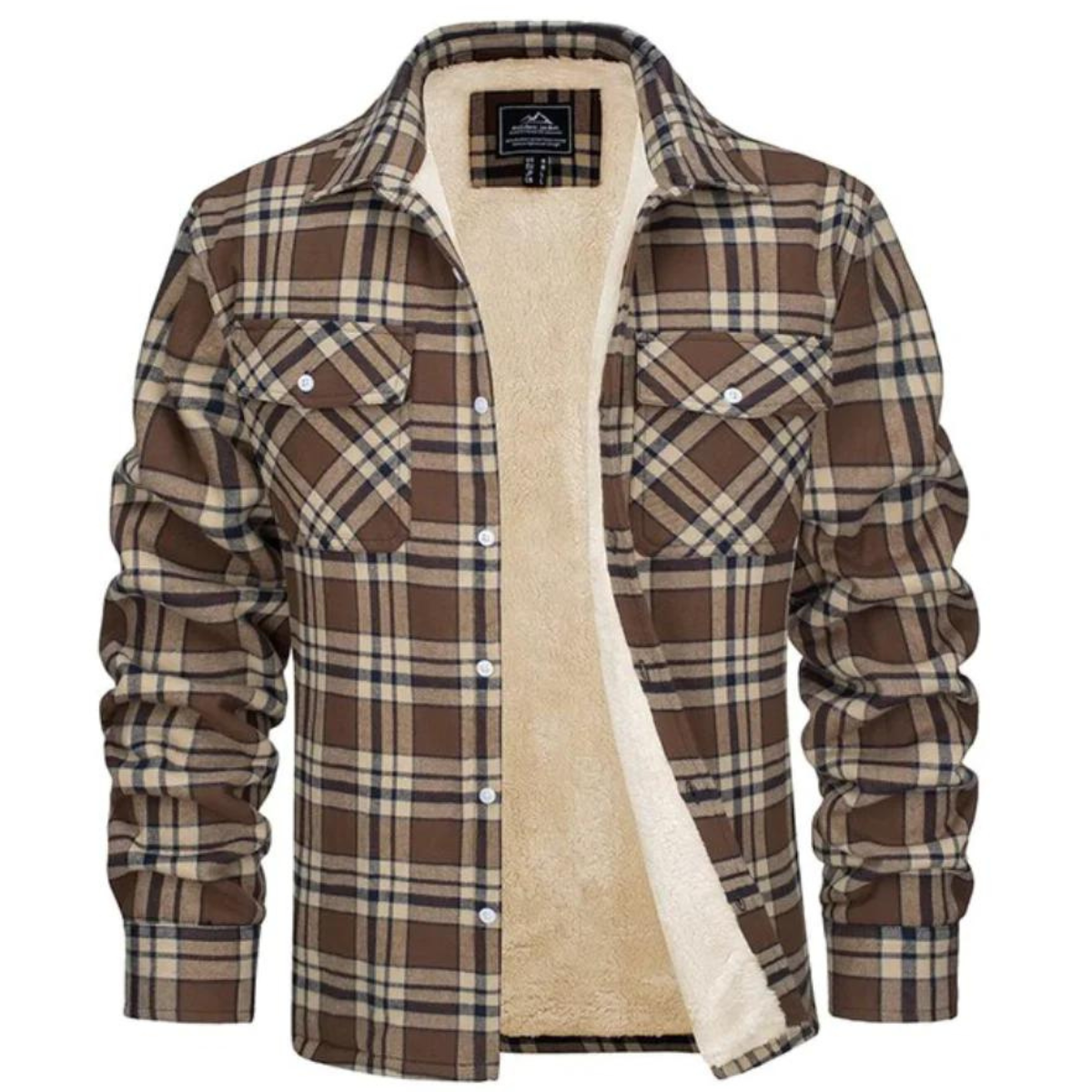 Peregrine sherpa lined plaid jacket in Khaki