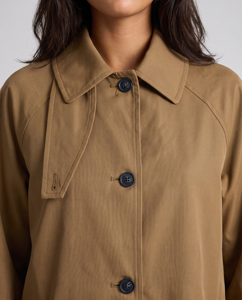 Primrose trench coat collar and storm flap detail