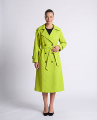 Saskia longline belted trench coat in Candy Green - front