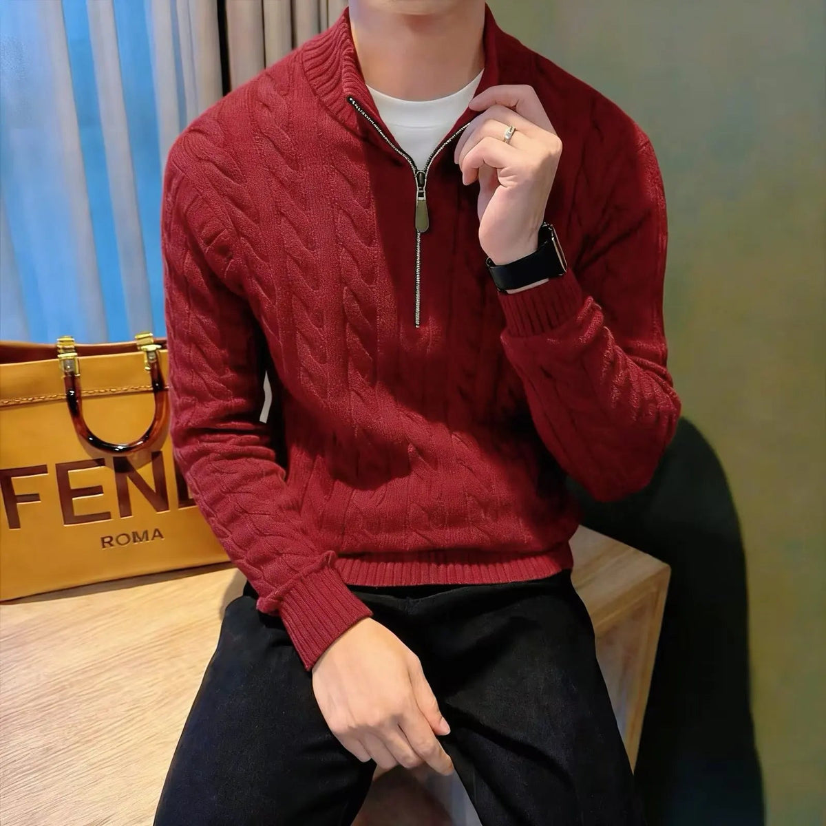 Melrose jumper Red styling detail