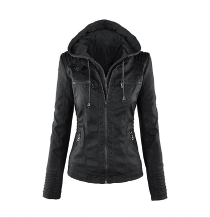 Valentina | Women's Slim Fit Hooded Jacket Beige and Black