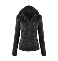 Valentina | Women's Slim Fit Hooded Jacket Beige and Black