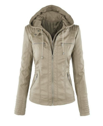 Valentina | Women's Slim Fit Hooded Jacket Beige and Black