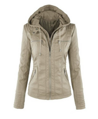 Valentina | Women's Slim Fit Hooded Jacket Beige and Black