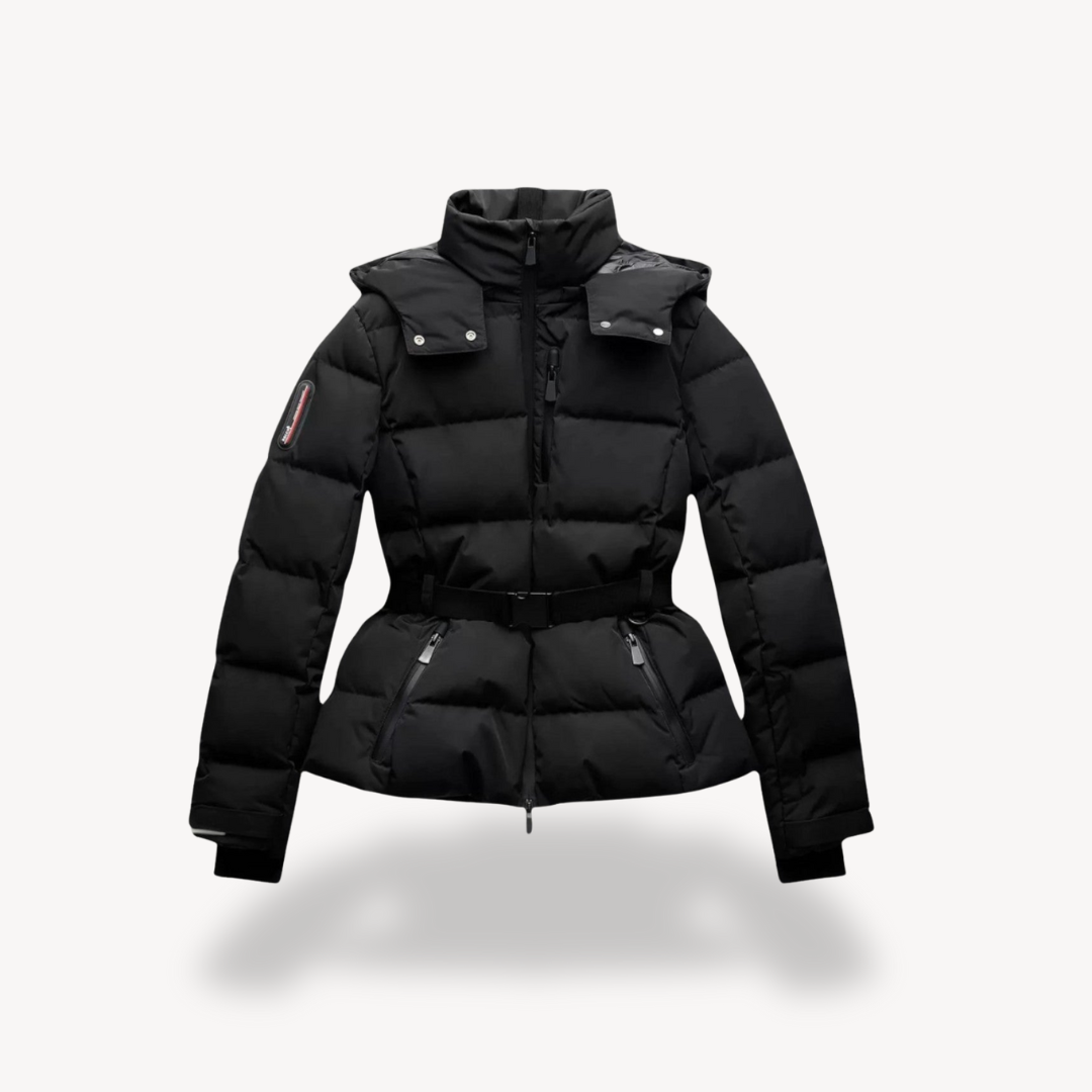 Maelys belted puffer jacket in Black
