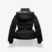 Maelys belted puffer jacket detail view two