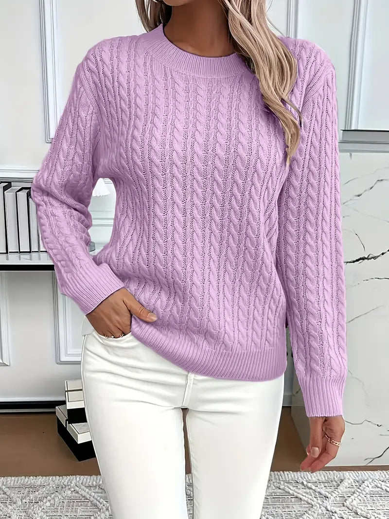 Katharine cable knit jumper in Purple