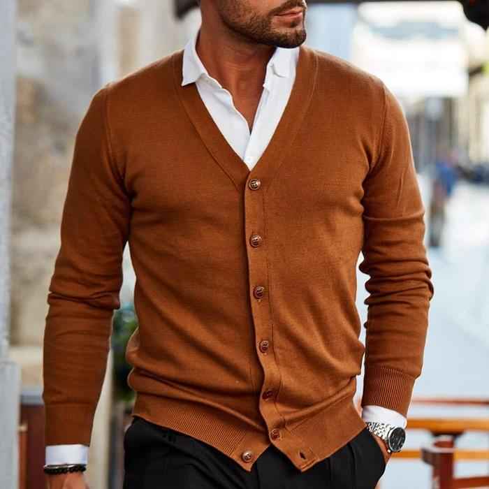 Finnian | Men's Button-Down V-Neck Cardigan