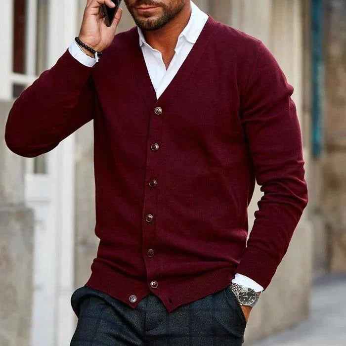 Finnian | Men's Button-Down V-Neck Cardigan