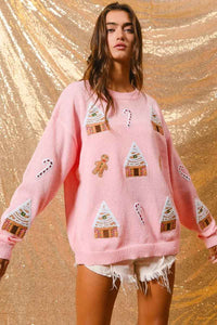 Melisande | Women's Light Pink Novelty Christmas Jumper Crew Neck