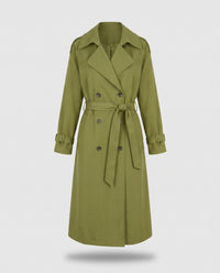 Saskia longline belted trench coat in Avocado - product only