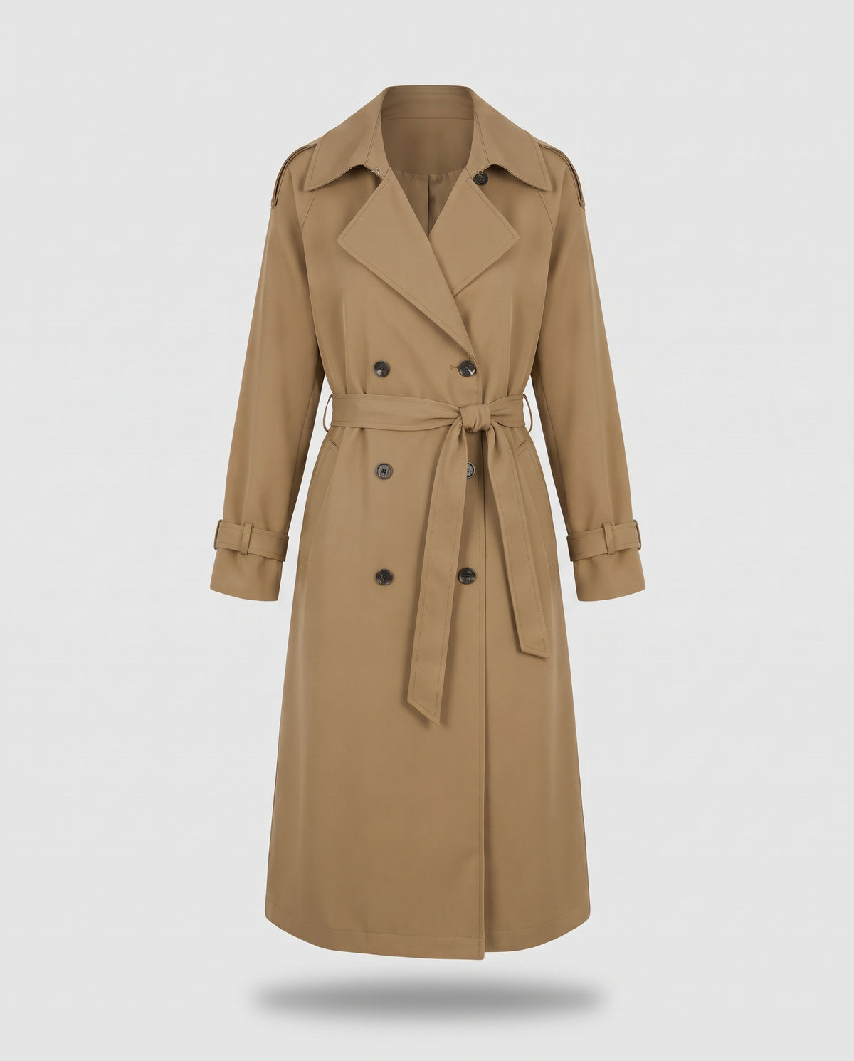 Bridget longline belted trench coat in Mocha - product only
