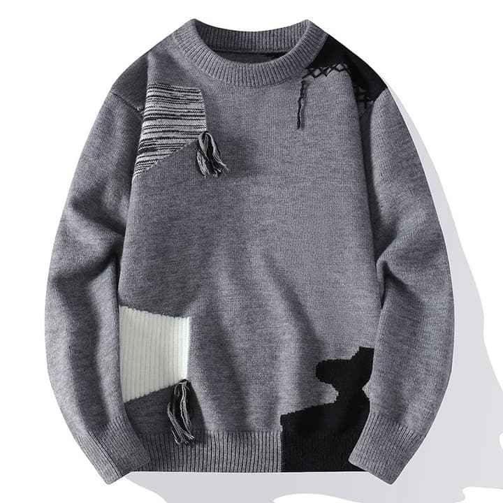 Huntley | Men's Patchwork Knit Crewneck Jumper