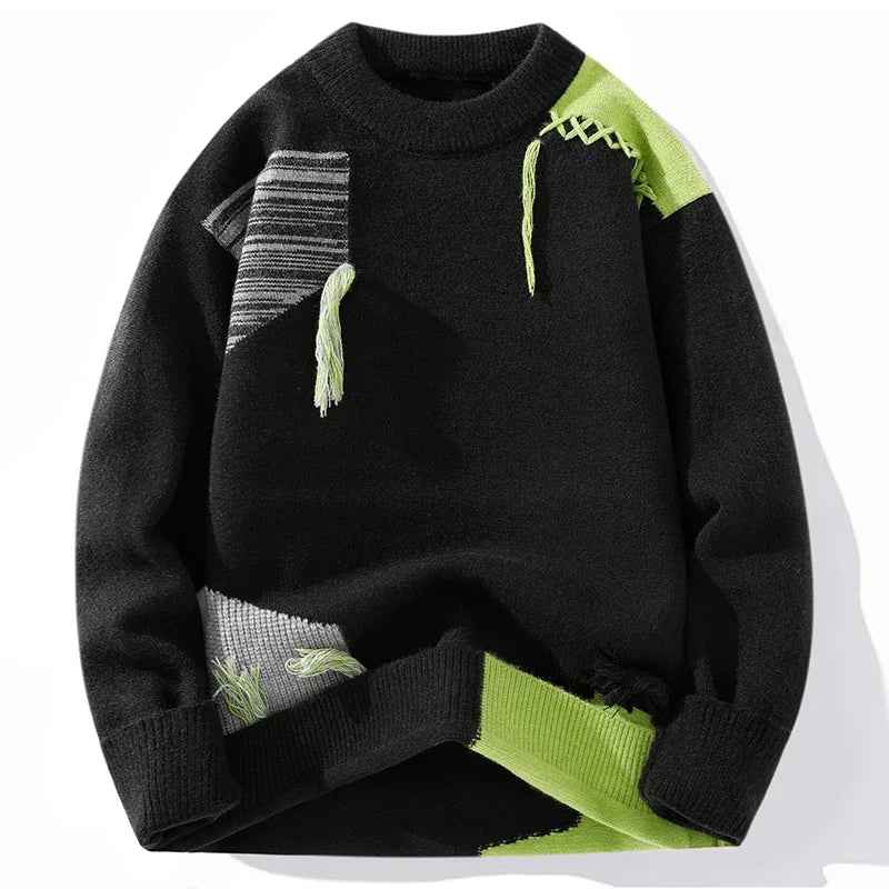 Huntley | Men's Patchwork Knit Crewneck Jumper