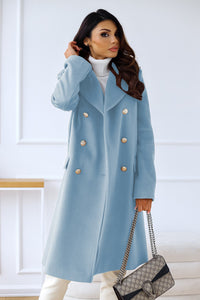 Hyacinth double-breasted long coat in Blue