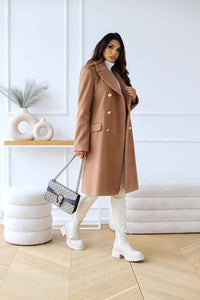 Hyacinth | Women's Double-Breasted Long Coat Notch Lapel