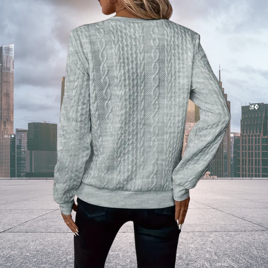 Juliette cable knit zip up jumper further detail view