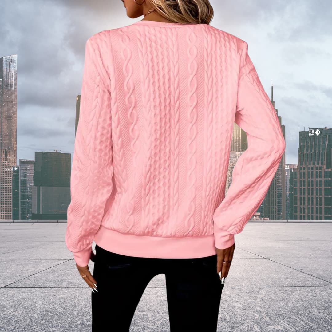 Juliette cable knit zip up jumper final styling view