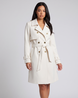 Enid | Women's Double-Breasted Trench Coat White Belted