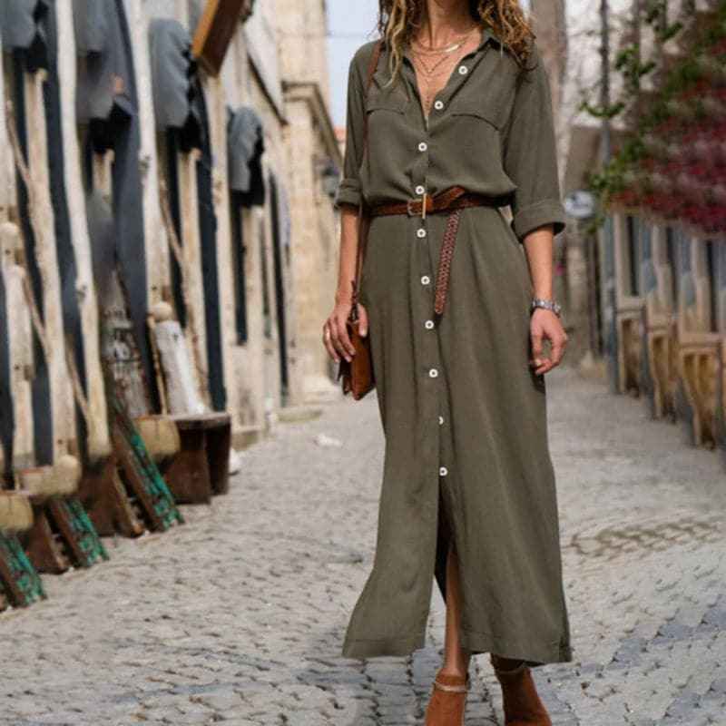 Rosalind shirt dress in Green
