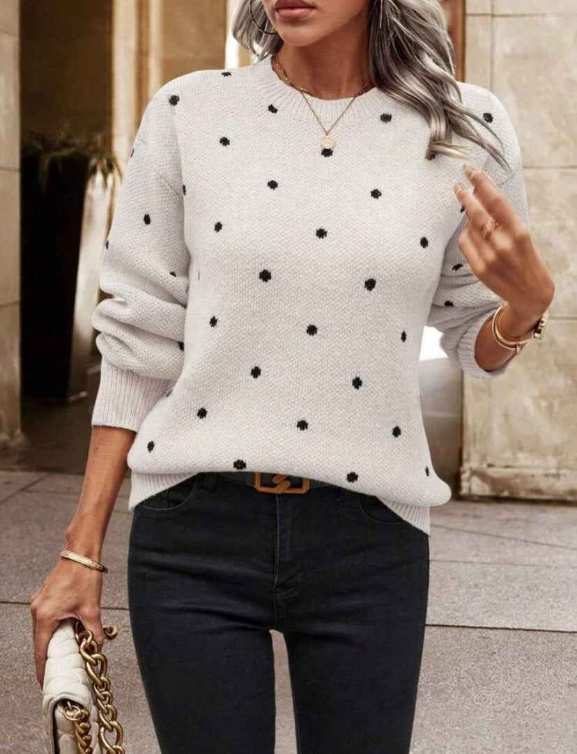 Jehanne | Women's Long Sleeve Polka Dot Jumper