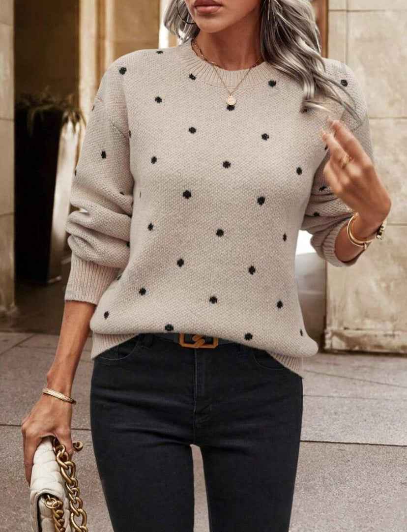 Jehanne | Women's Long Sleeve Polka Dot Jumper