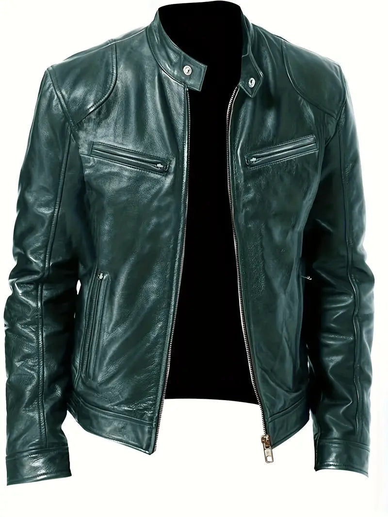 Calder men's racer jacket in Dark Green