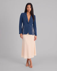 Imogen Lace Panel Tailored Blazer - Blue - front