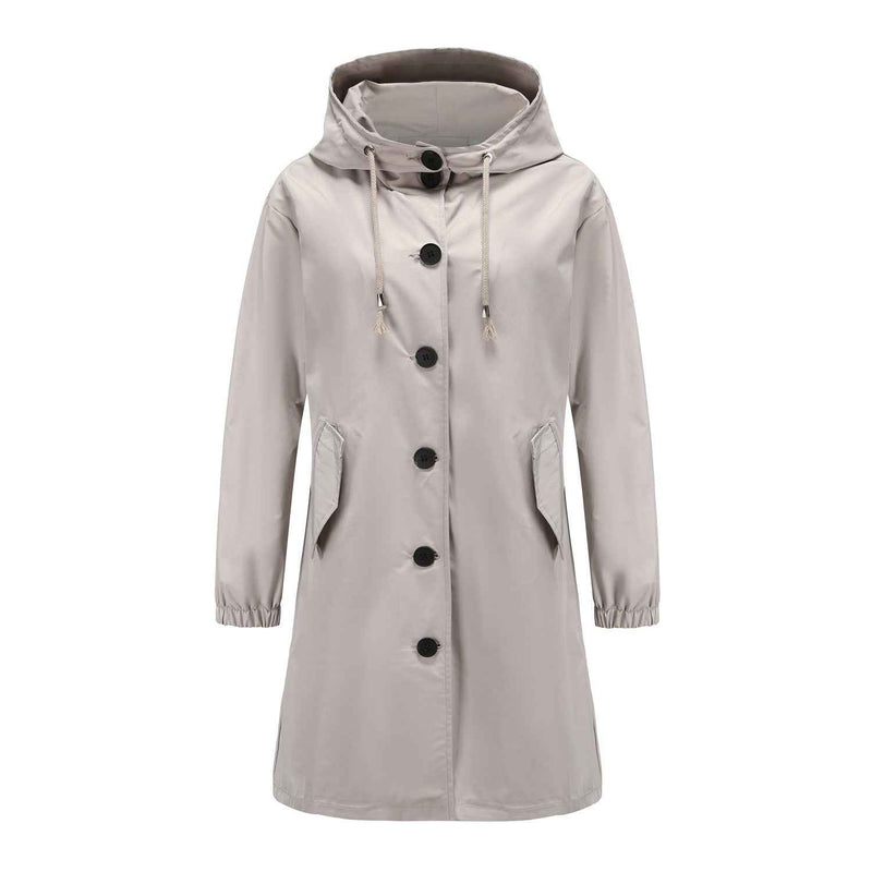 Colombe | Women's Hooded A-Line Button Front Coat