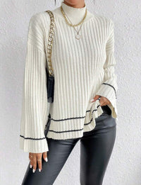 Alida ribbed tunic jumper in White